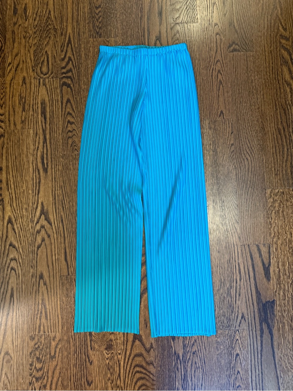 Pleated Wide-Leg Pants in Bright Aqua